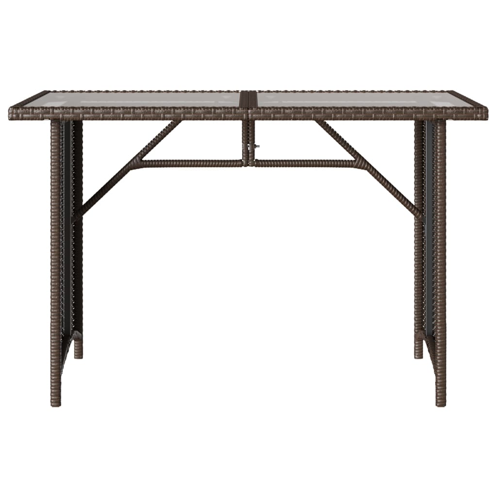 vidaXL Garden Table with Glass Top Brown 110x68x70 cm Poly Rattan