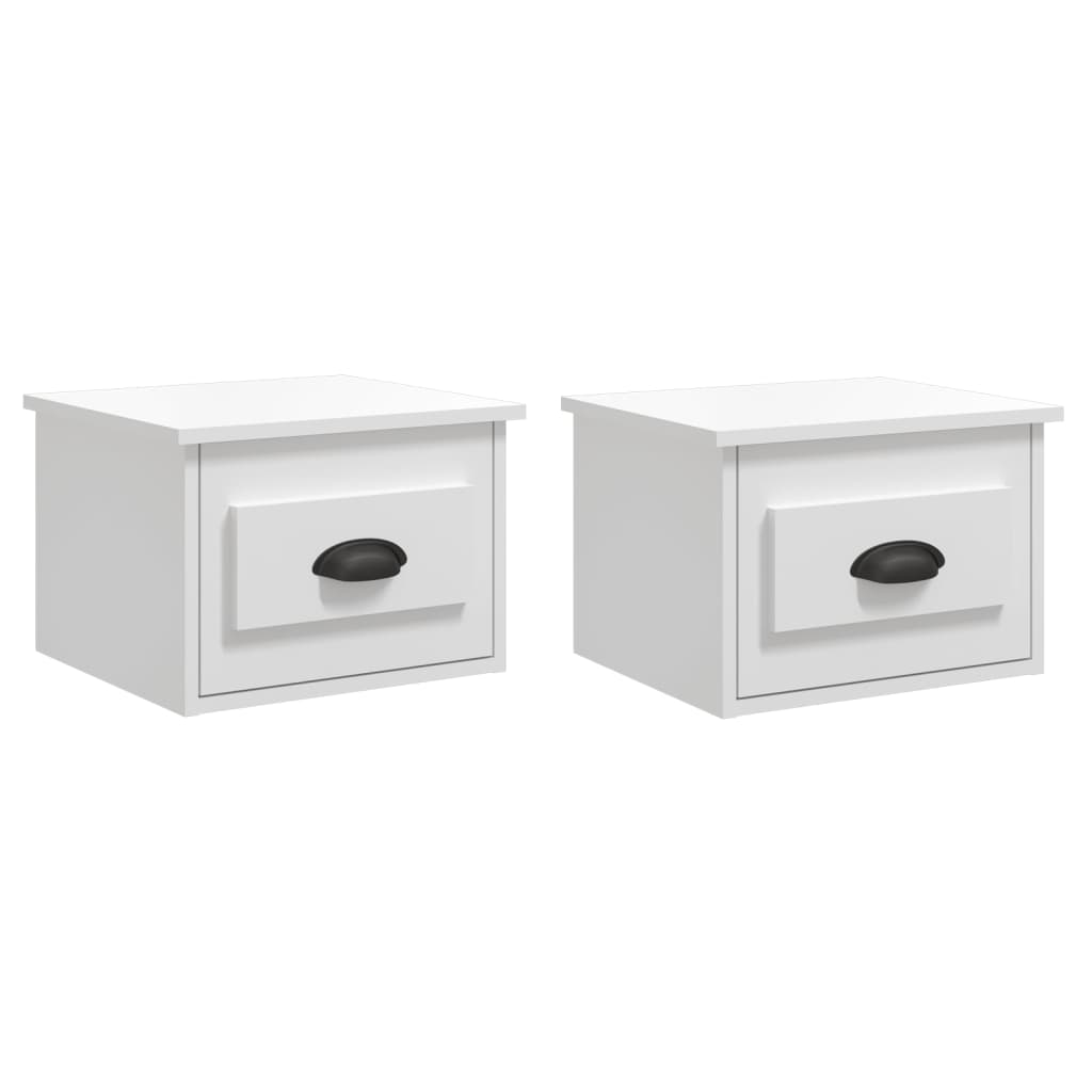 vidaXL Wall-mounted Bedside Cabinets 2 pcs High Gloss White 41.5x36x28cm