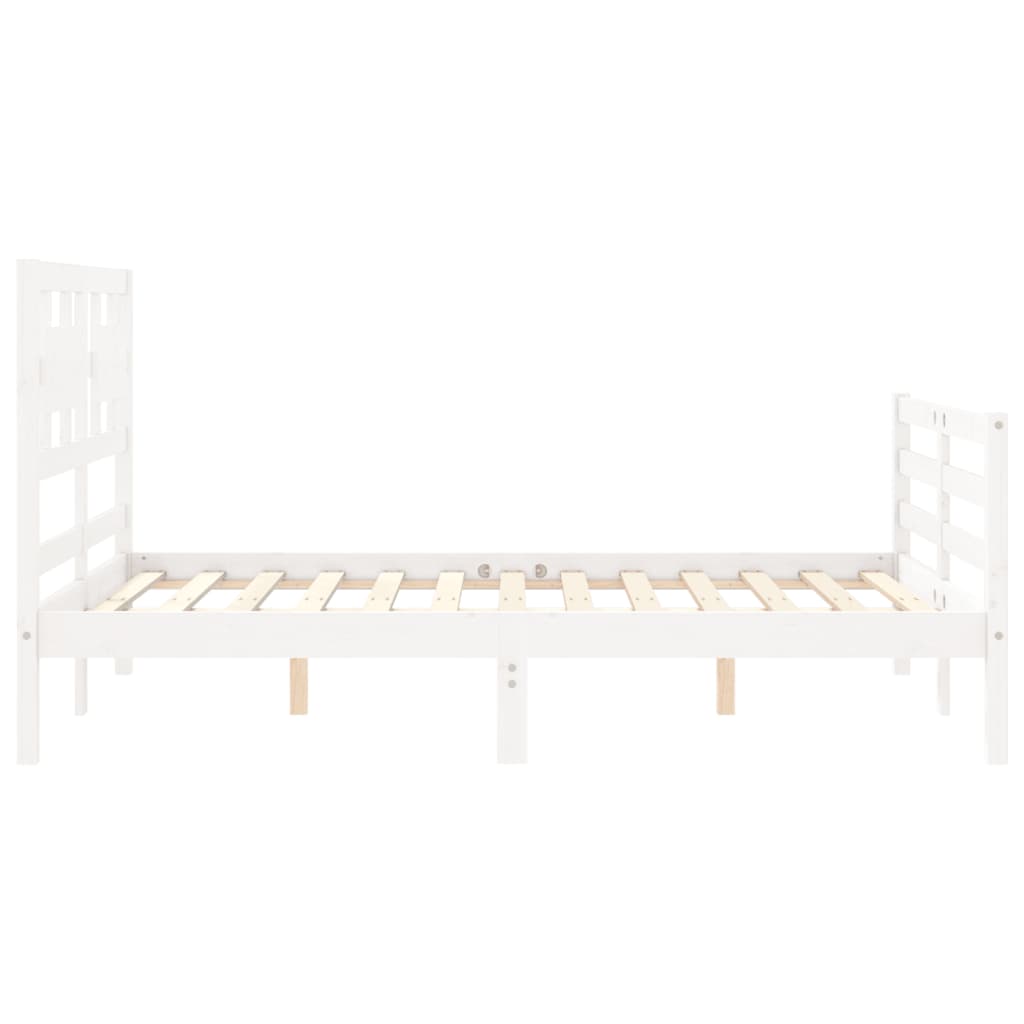 vidaXL Bed Frame without Mattress White Double Solid Wood