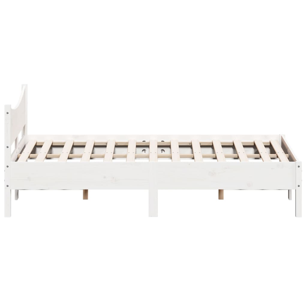 vidaXL Bed Frame without Mattress White 135x190 cm Double Solid Wood Pine