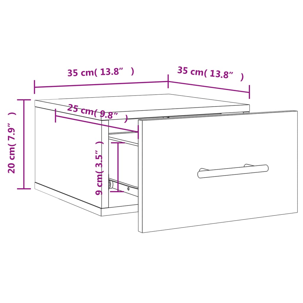 vidaXL Wall-mounted Bedside Cabinets 2 pcs Concrete Grey 35x35x20 cm