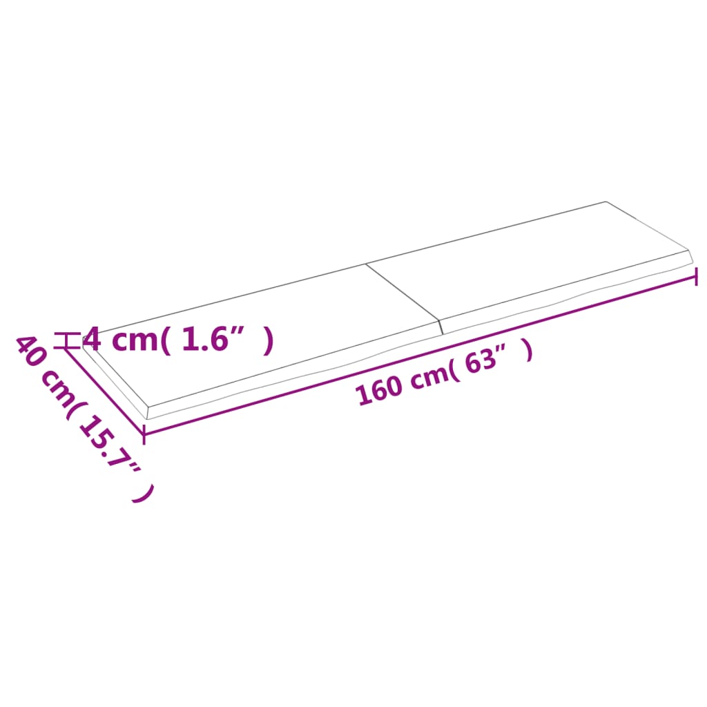 vidaXL Bathroom Countertop 160x40x(2-4) cm Untreated Solid Wood