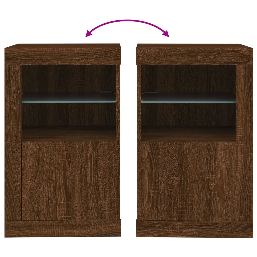 vidaXL Side Cabinet with LED Lights Brown Oak Engineered Wood