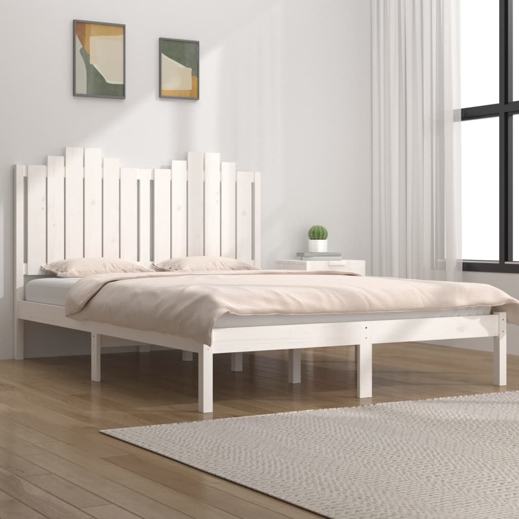 vidaXL Bed Frame White Solid Wood Pine 120x200 cm