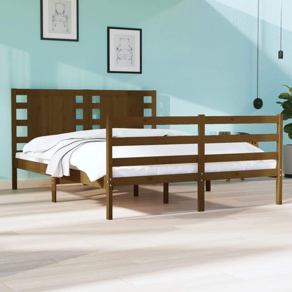 vidaXL Bed Frame without Mattress Honey Brown 120x190 cm Small Double Solid Wood Pine