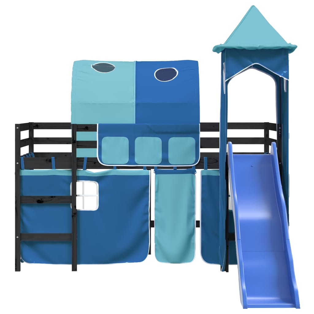 vidaXL Kids' Loft Bed with Tower without Mattress Blue 80x200 cm