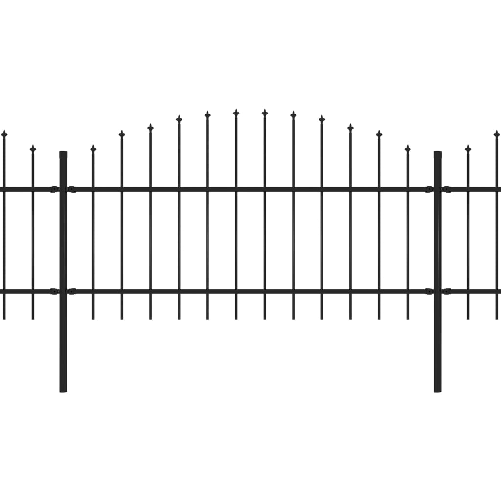vidaXL Garden Fence with Spear Top Steel (1-1.25)x8.5 m Black