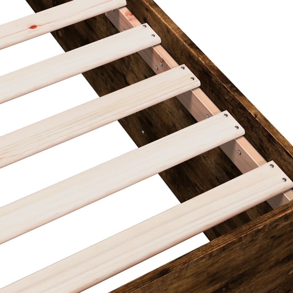 vidaXL Bed Frame Smoked Oak 100x200 cm Engineered Wood