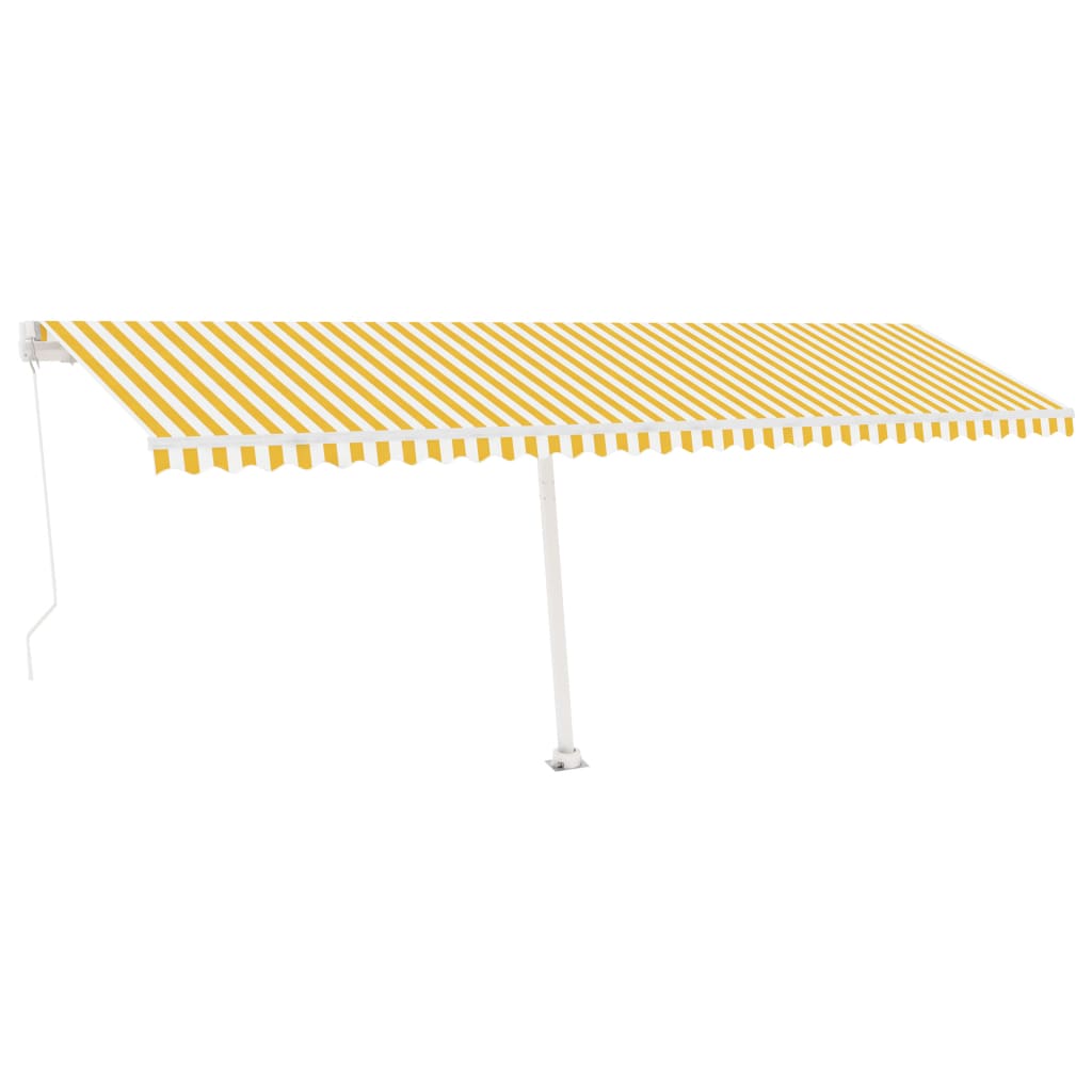 vidaXL Manual Retractable Awning with LED 600x300 cm Yellow and White