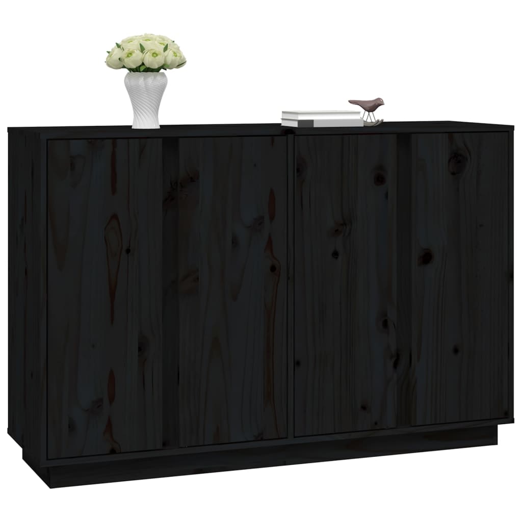 vidaXL Sideboard Black 120x35x80 cm Solid Wood Pine