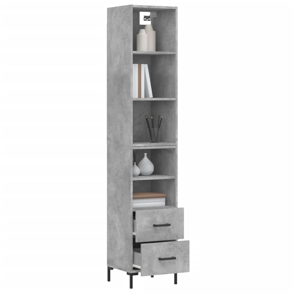 vidaXL Highboard Concrete Grey 34.5x34x180 cm Engineered Wood