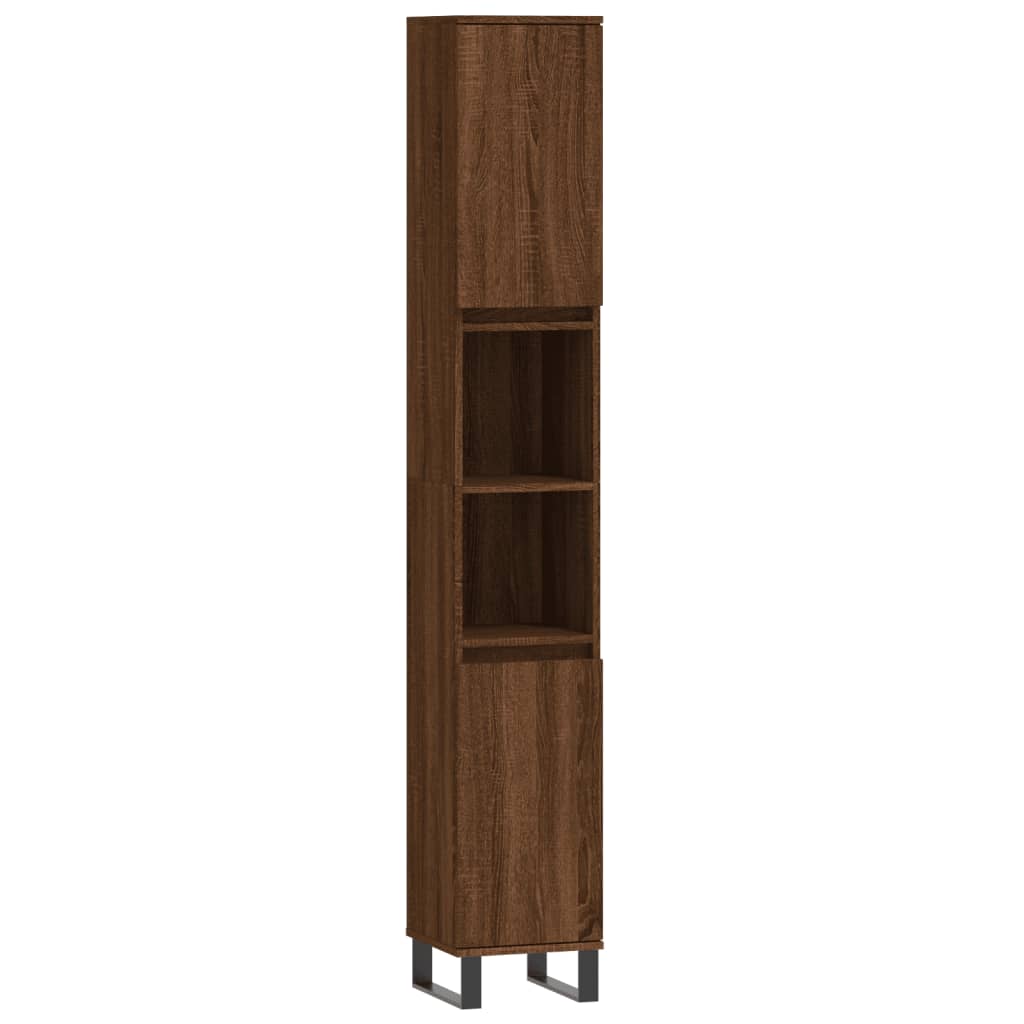 vidaXL 3 Piece Bathroom Furniture Set Brown Oak Engineered Wood