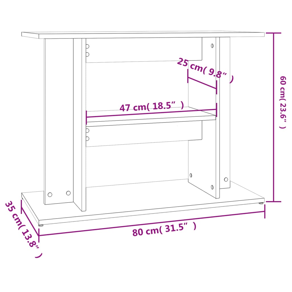 vidaXL Aquarium Stand Grey Sonoma 80x35x60 cm Engineered Wood