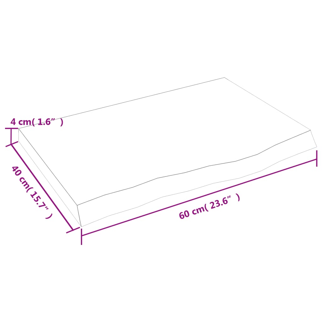 vidaXL Table Top 60x40x(2-4) cm Untreated Solid Wood Oak