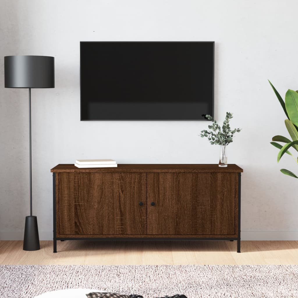 vidaXL TV Cabinet with Doors Brown Oak 102x35x45 cm Engineered Wood