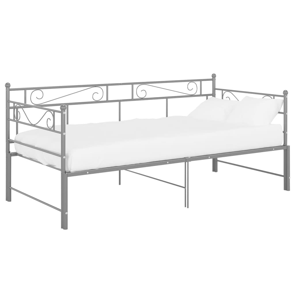 vidaXL Pull-out Sofa Bed Frame without Mattress Grey Metal 90x200 cm