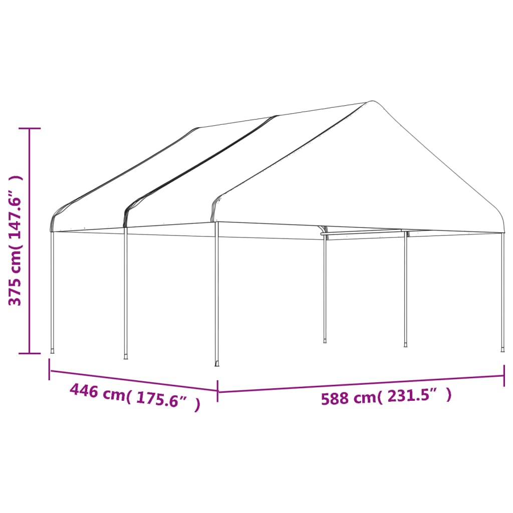 vidaXL Gazebo with Roof White 4.46x5.88x3.75 m Polyethylene