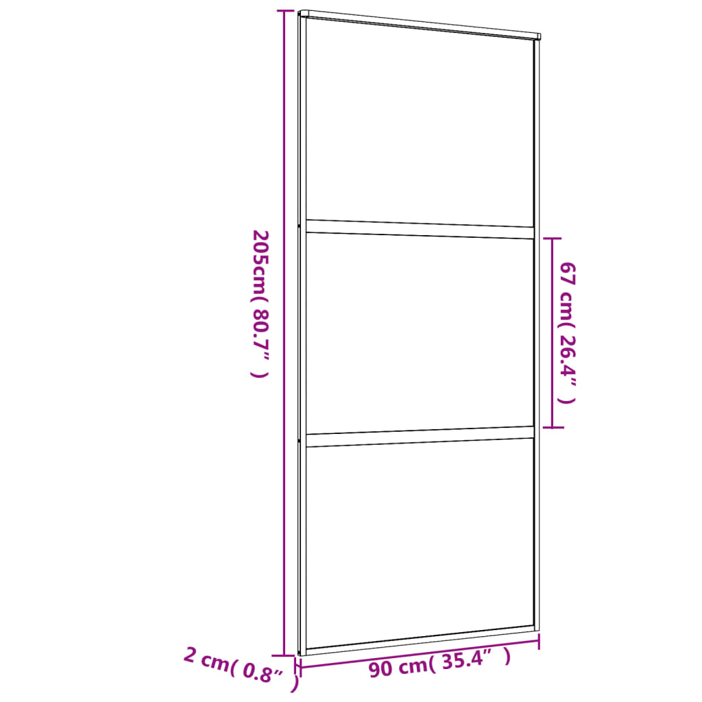 vidaXL Sliding Door Gold 90x205 cm Frosted ESG Glass and Aluminium