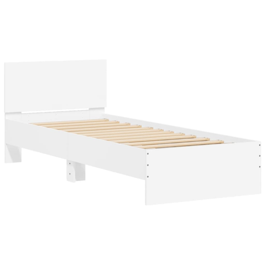 vidaXL Bed Frame without Mattress with Headboard White 90x200 cm