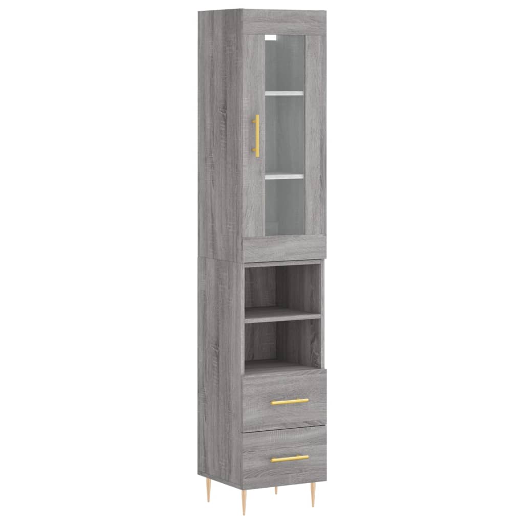 vidaXL Highboard Grey Sonoma 34.5x34x180 cm Engineered Wood