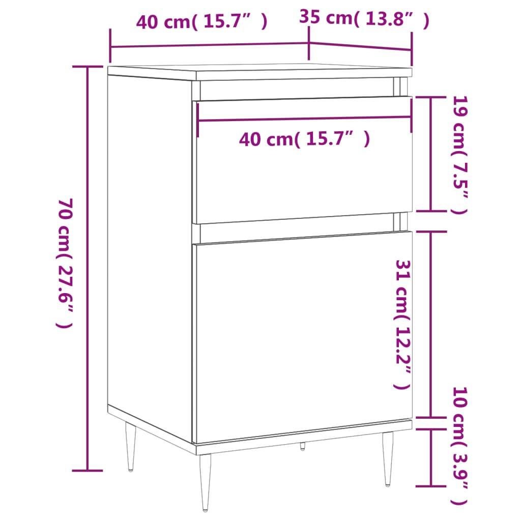 vidaXL Sideboard Grey Sonoma 40x35x70 cm Engineered Wood