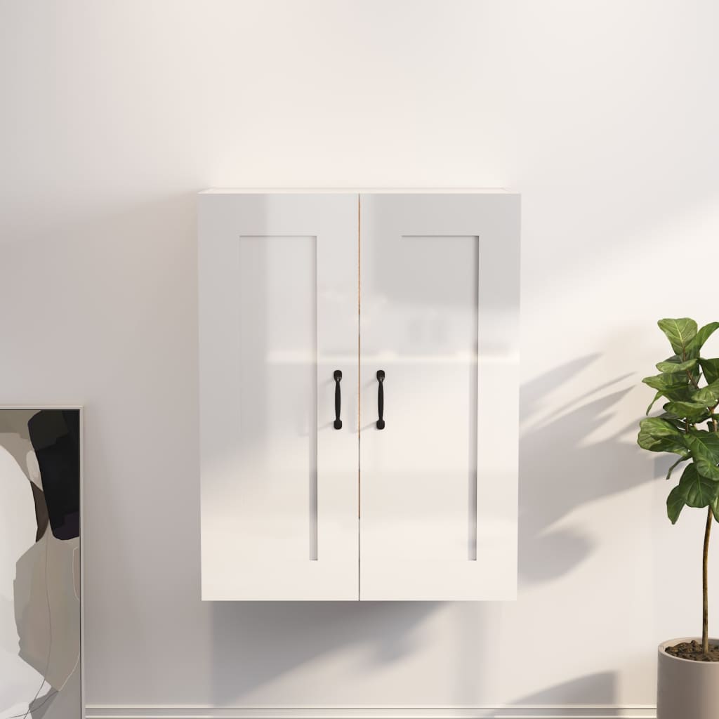 vidaXL Hanging Wall Cabinet High Gloss White 69.5x32.5x90 cm