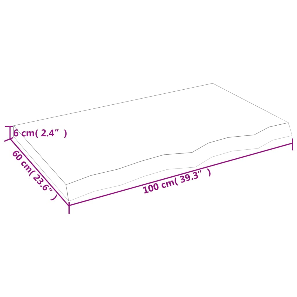 vidaXL Table Top 100x60x(2-6) cm Untreated Solid Wood Oak