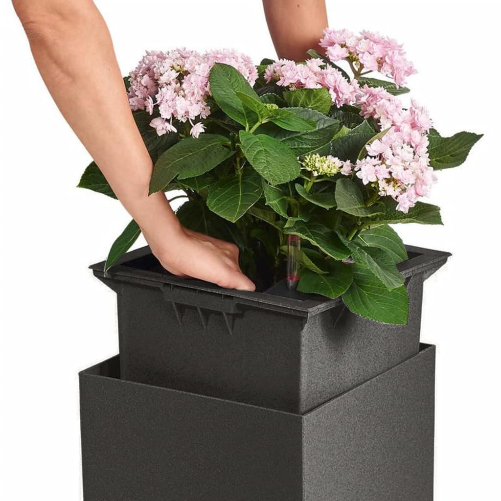 LECHUZA Planter CANTO Stone 30 High ALL-IN-ONE Graphite Black