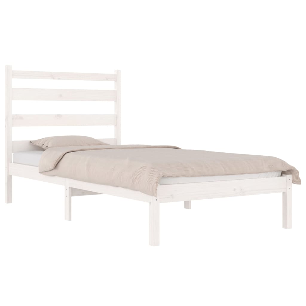 vidaXL Bed Frame without Mattress White Solid Wood 100x200 cm (810008+818406)