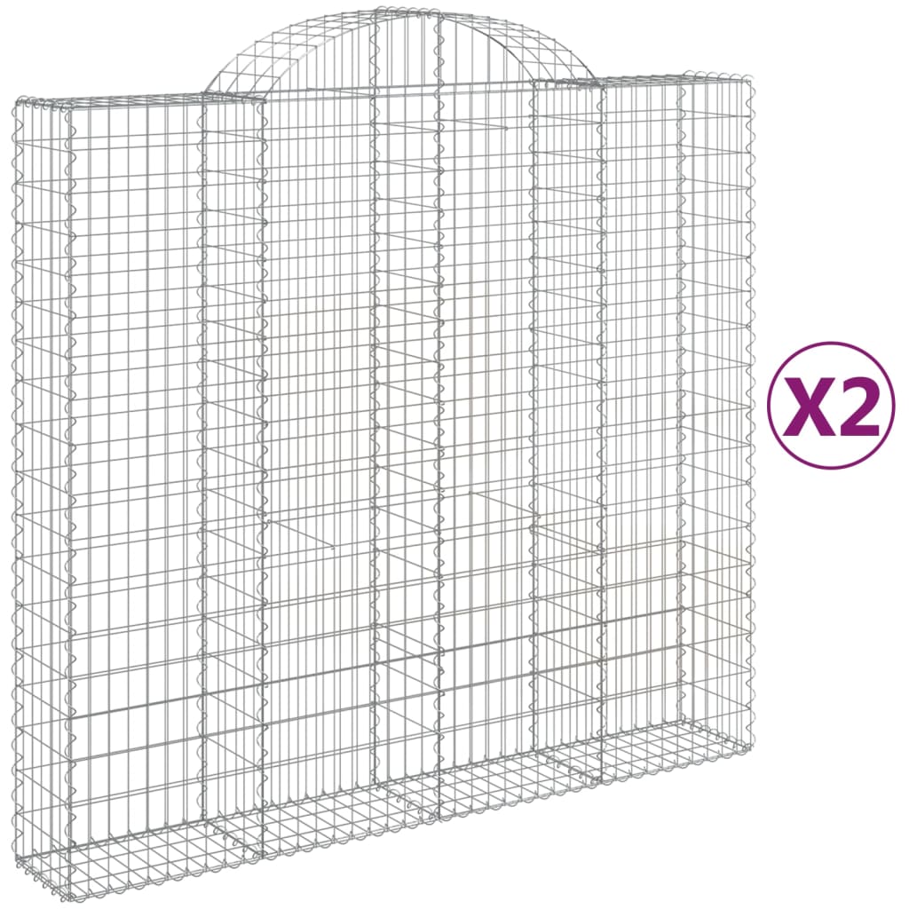 vidaXL Arched Gabion Baskets 2 pcs 200x50x180/200 cm Galvanised Iron