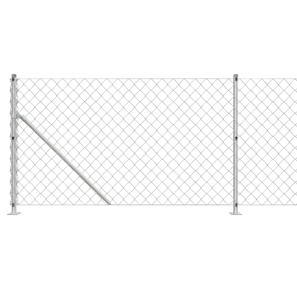 vidaXL Chain Link Fence with Flange Silver 1.1x25 m