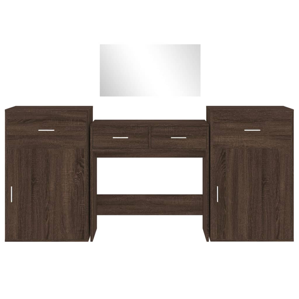 vidaXL 4 Piece Dressing Table Set Brown Oak Engineered Wood