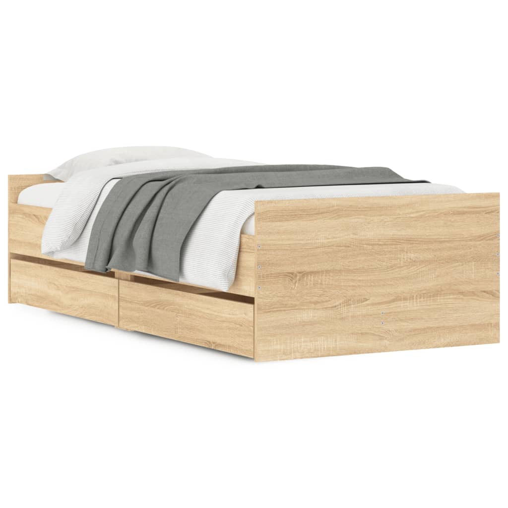 vidaXL Bed Frame without Mattress Sonoma Oak 75x190 cm Small Single