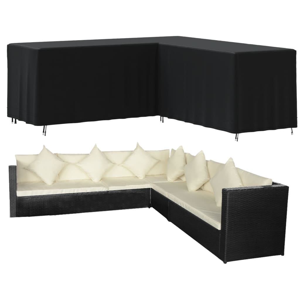 vidaXL L-shaped Sofa Cover Black 254x254x80 cm 420D Oxford