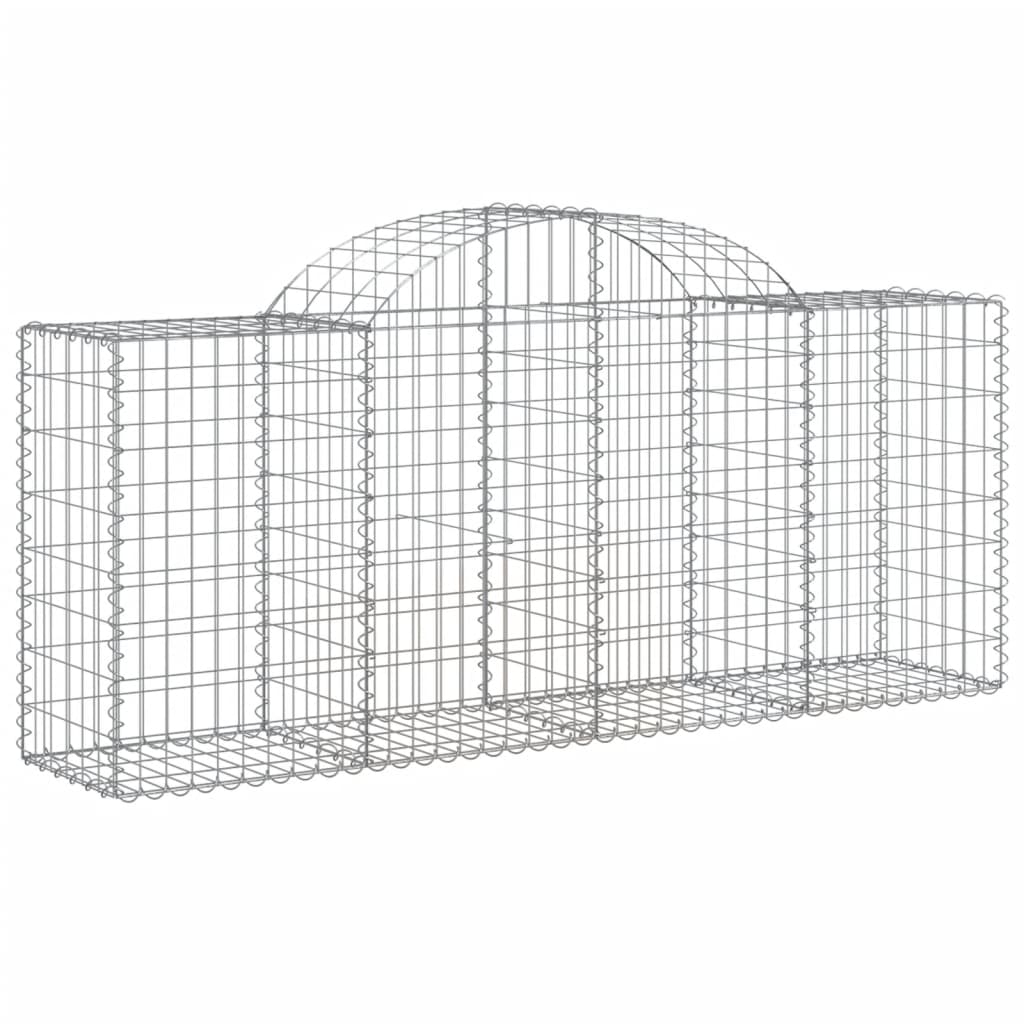 vidaXL Arched Gabion Baskets 7 pcs 200x50x80/100 cm Galvanised Iron