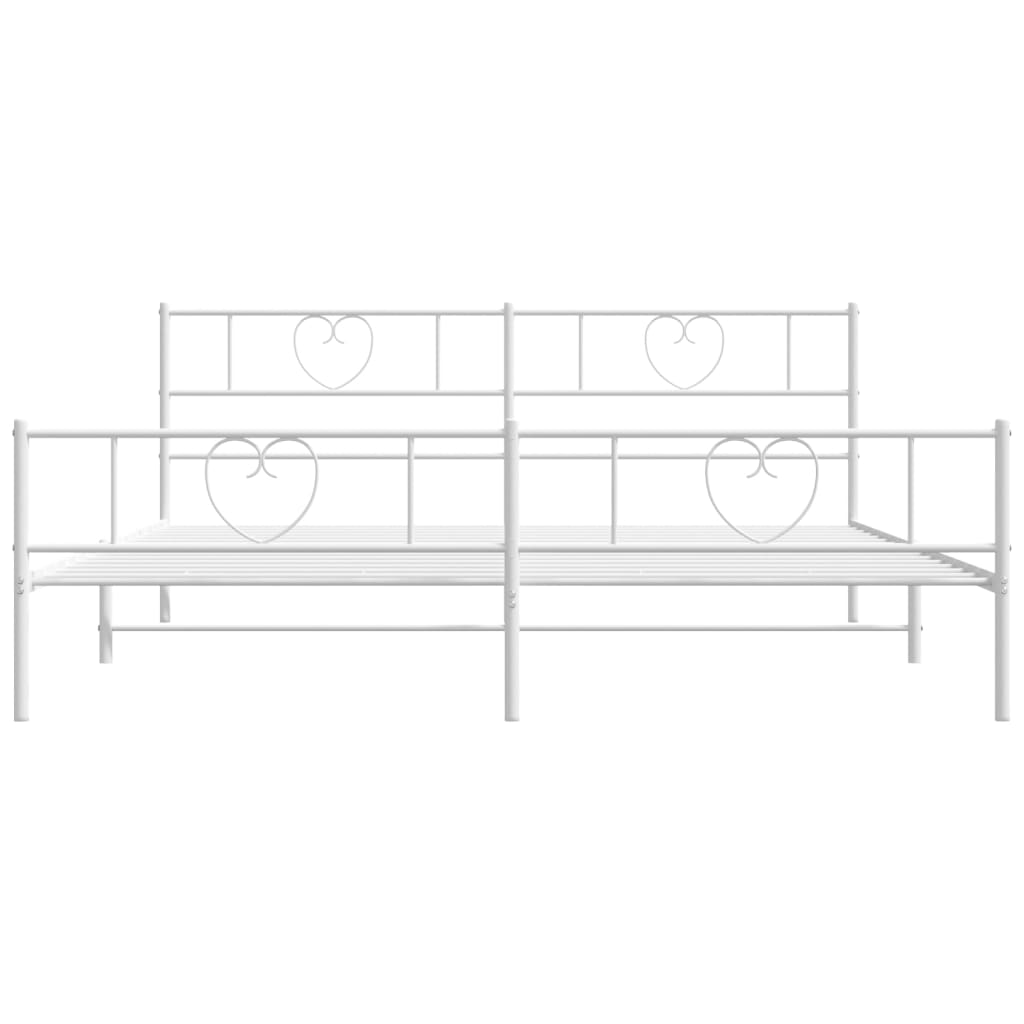 vidaXL Metal Bed Frame without Mattress with Footboard White 193x203 cm