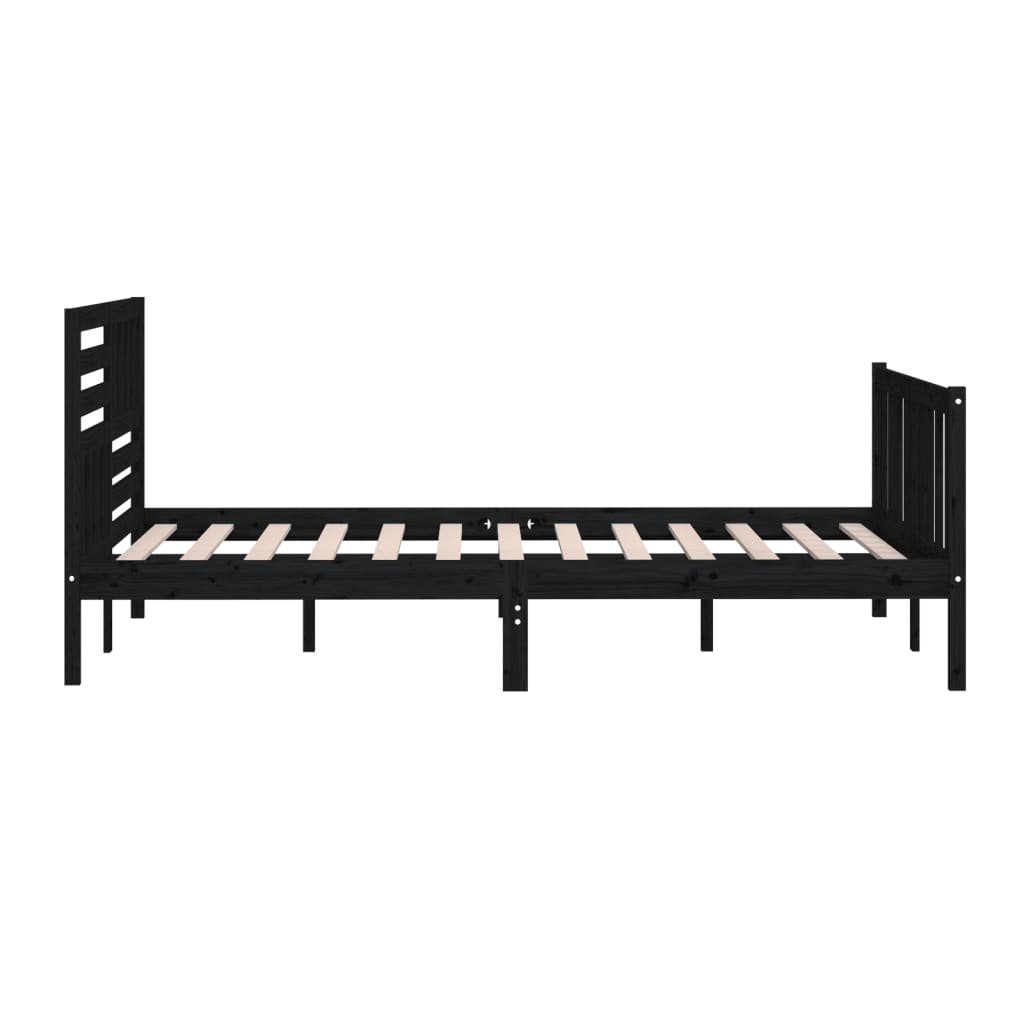 vidaXL Bed Frame without Mattress Black King Size Solid Wood