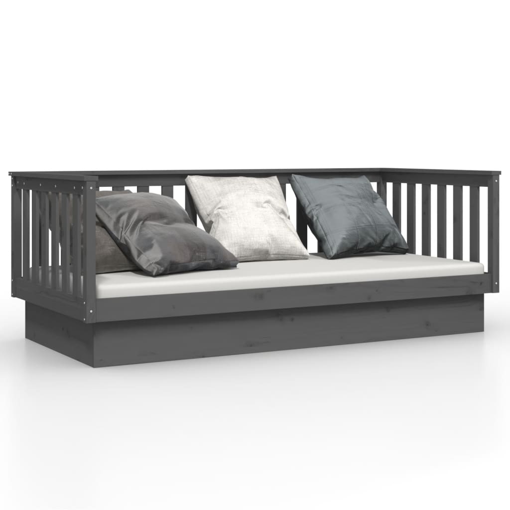 vidaXL Day Bed without Mattress Grey 90x200 cm Solid Wood Pine