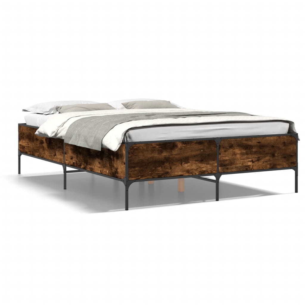 vidaXL Bed Frame without Mattress Smoked Oak 120x200 cm