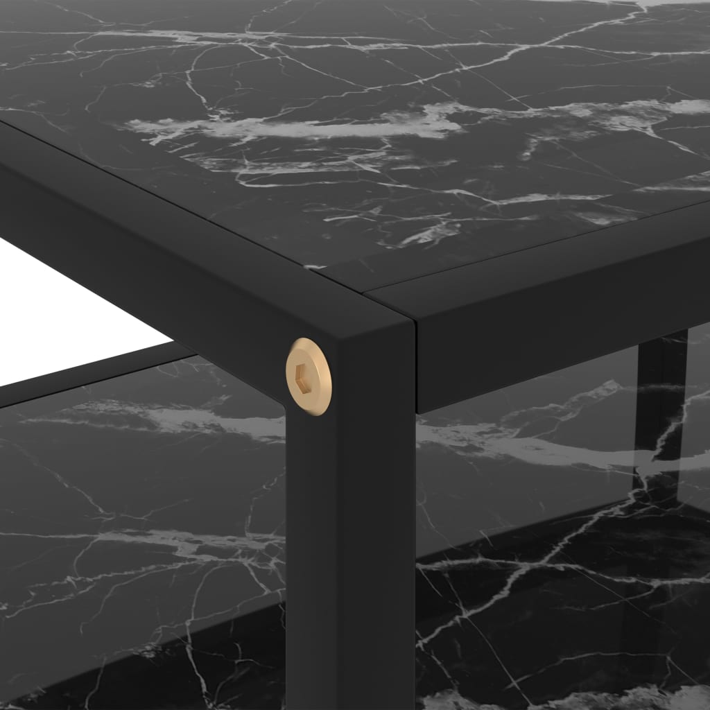 vidaXL Console Table Black 50x40x40 cm Tempered Glass