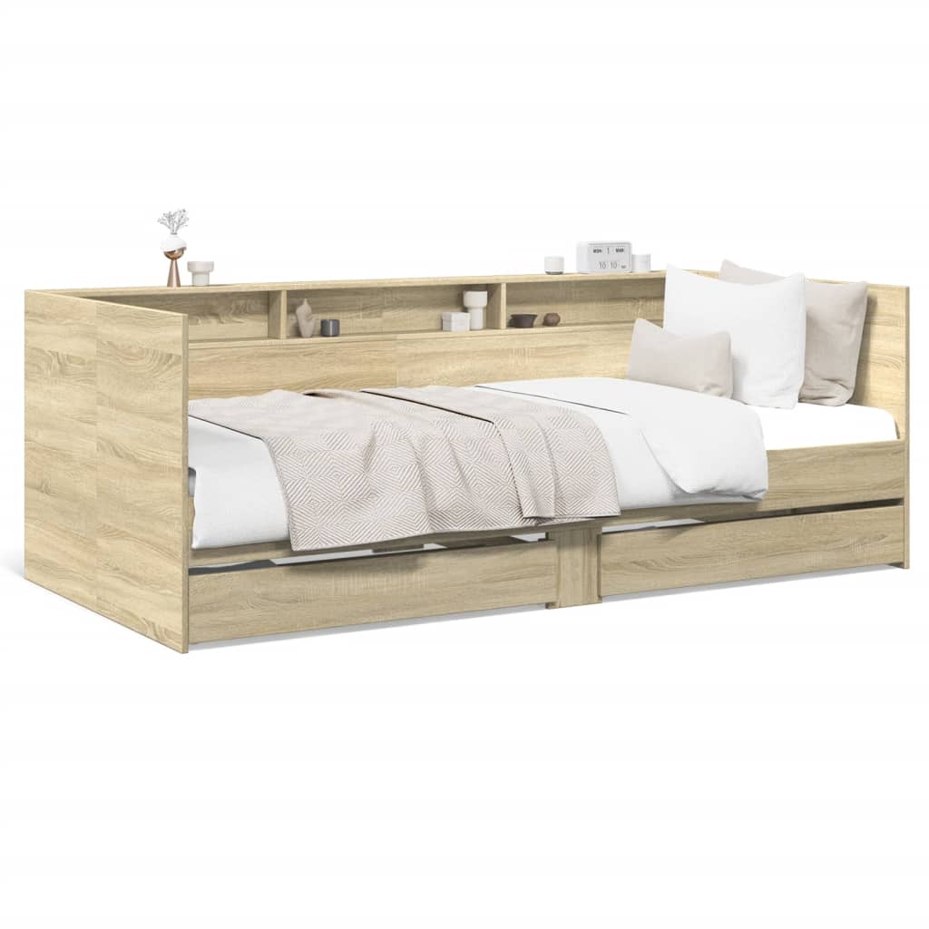 vidaXL Daybed with Drawers without Mattress Sonoma Oak 75x190 cm Small Single