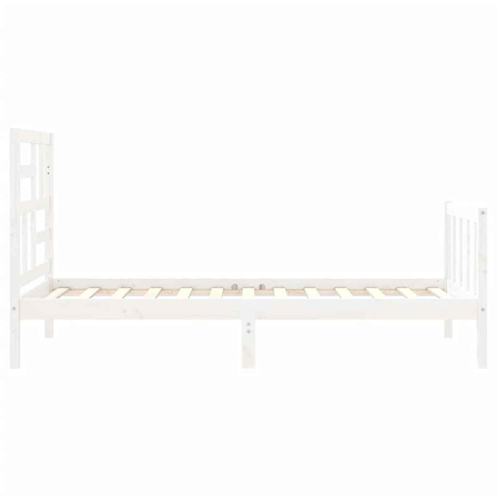 vidaXL Bed Frame without Mattress White Single Solid Wood Pine