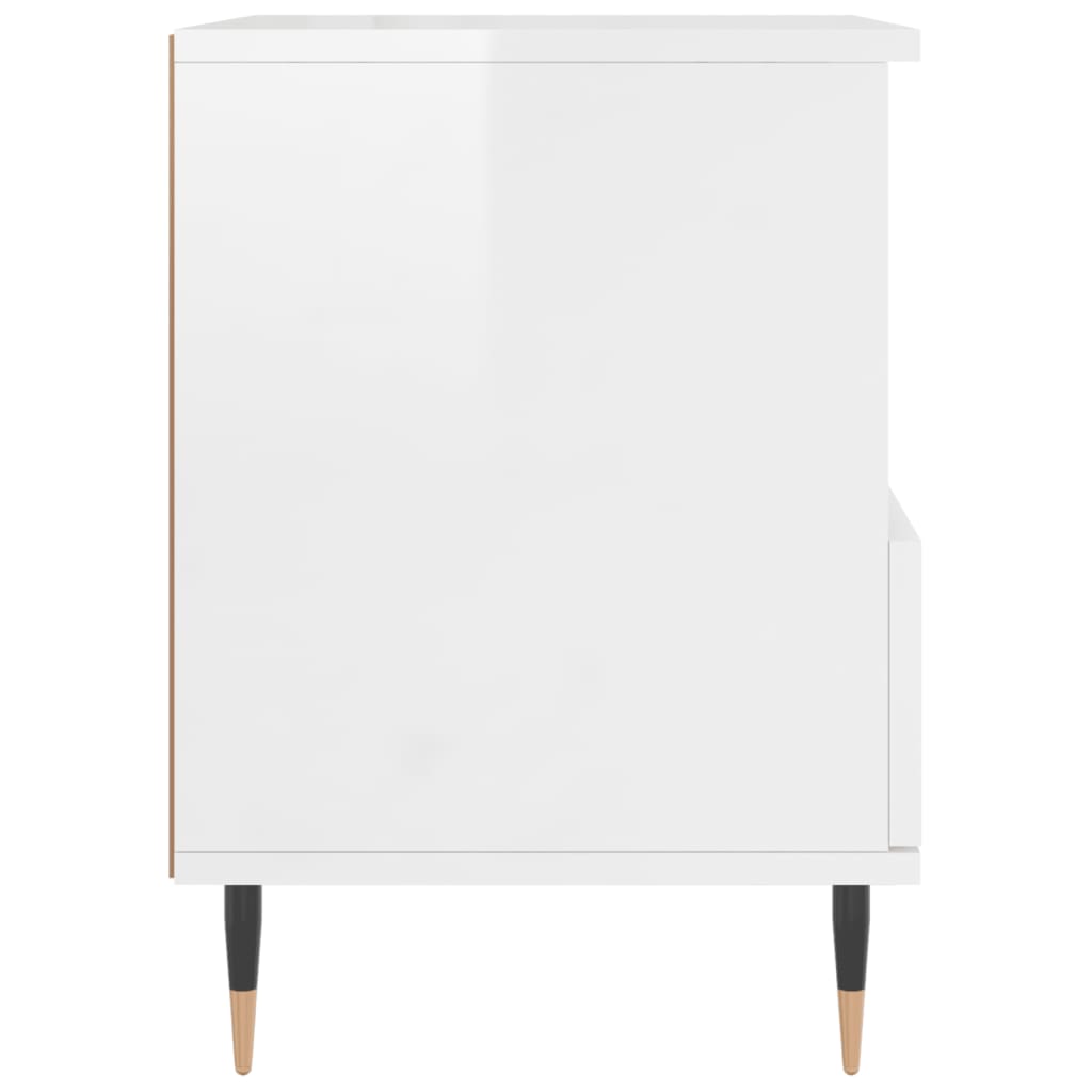 vidaXL Bedside Cabinet High Gloss White 40x35x50 cm Engineered Wood