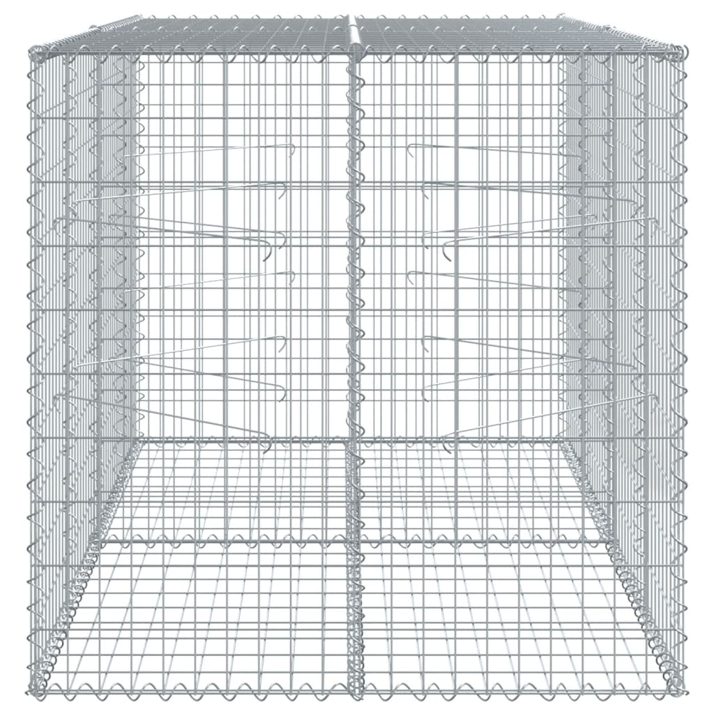 vidaXL Gabion Basket with Cover 200x100x100 cm Galvanised Iron