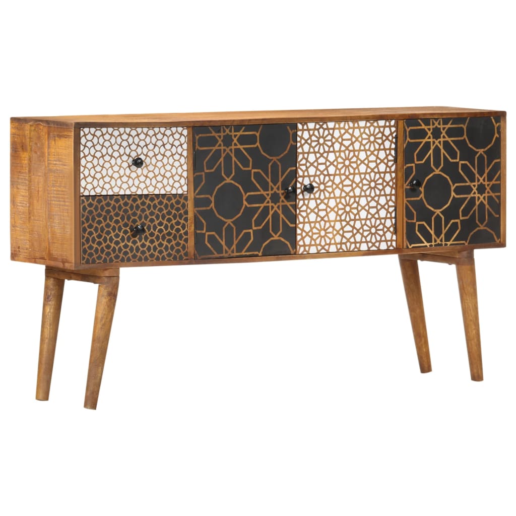 vidaXL Sideboard with Printed Pattern 130x30x70 cm Solid Mango Wood