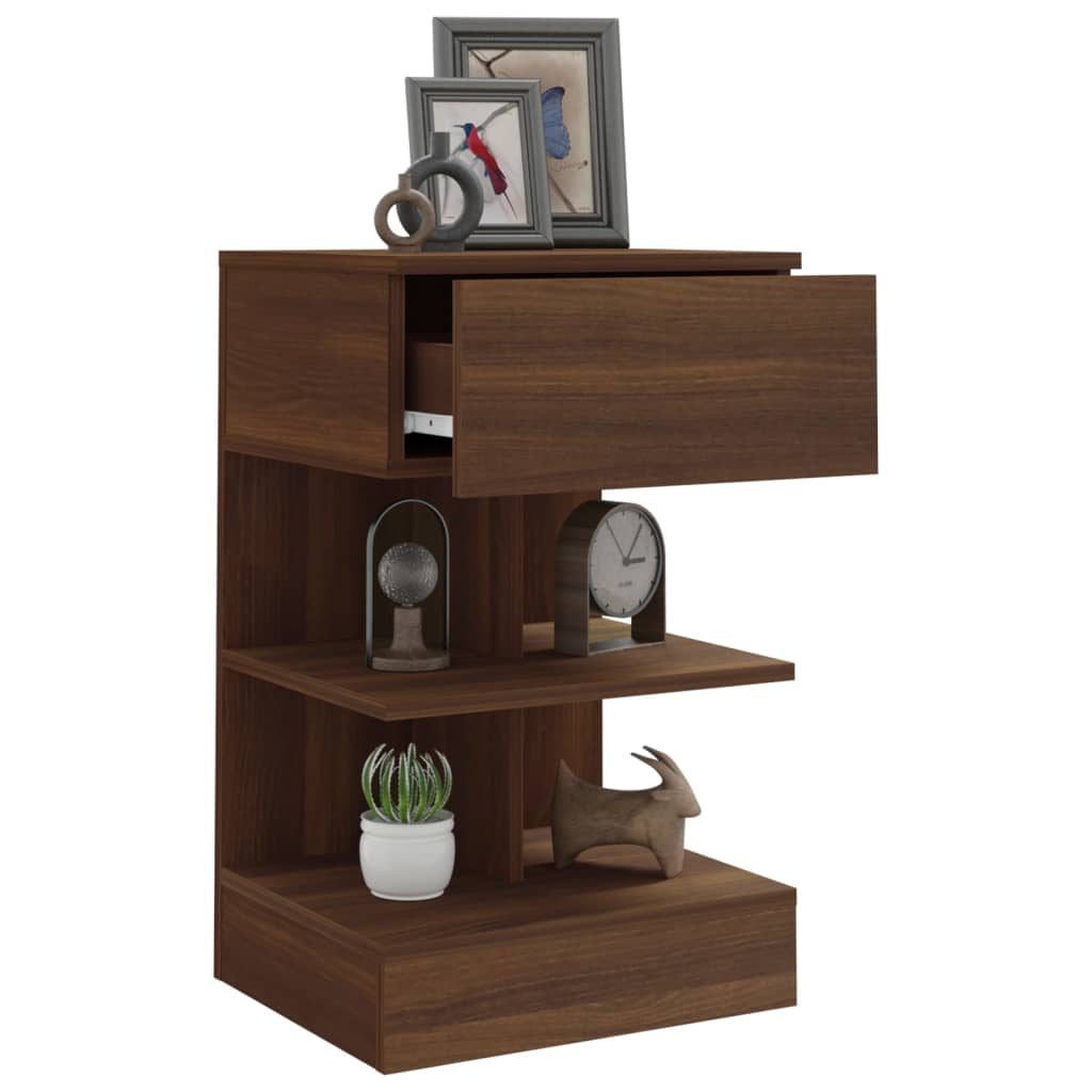 vidaXL Bedside Cabinet Brown Oak 40x35x65 cm Engineered Wood