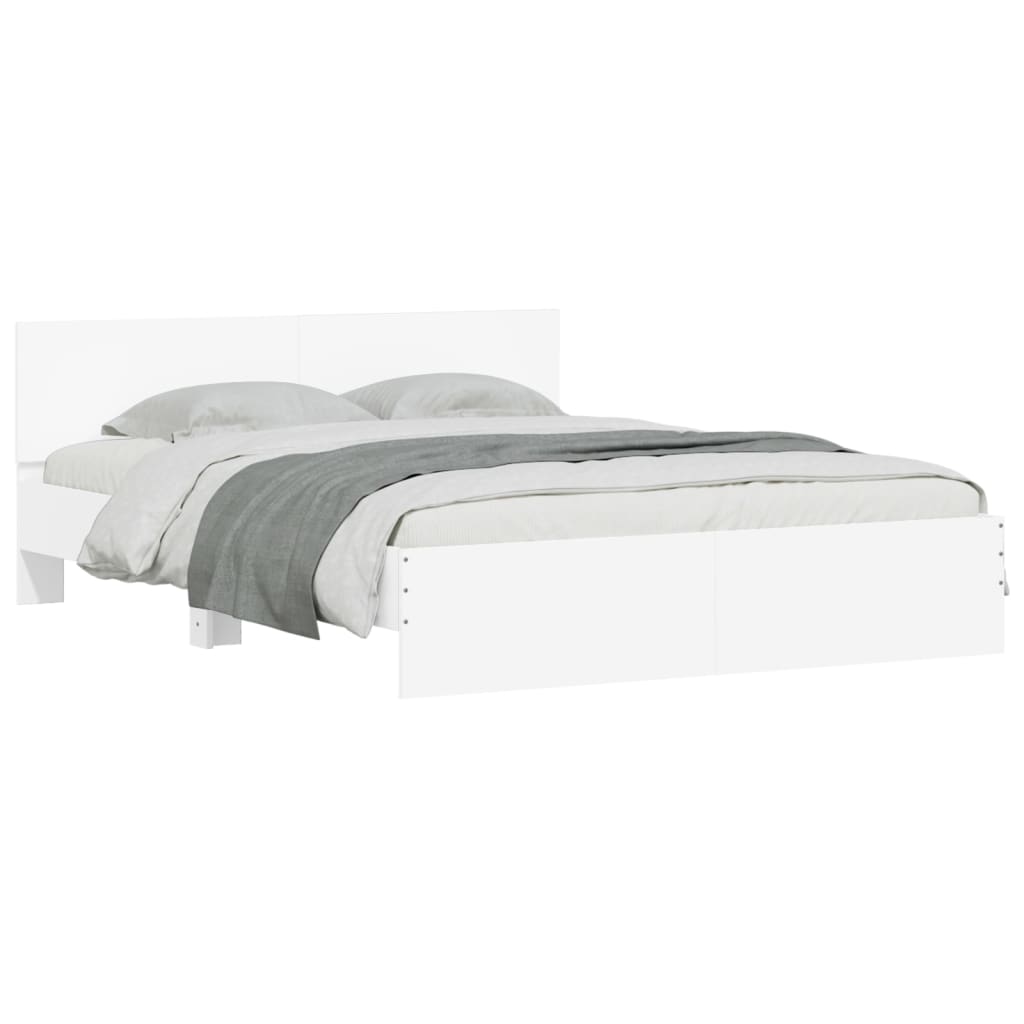 vidaXL Bed Frame with Headboard White 150x200 cm King Size