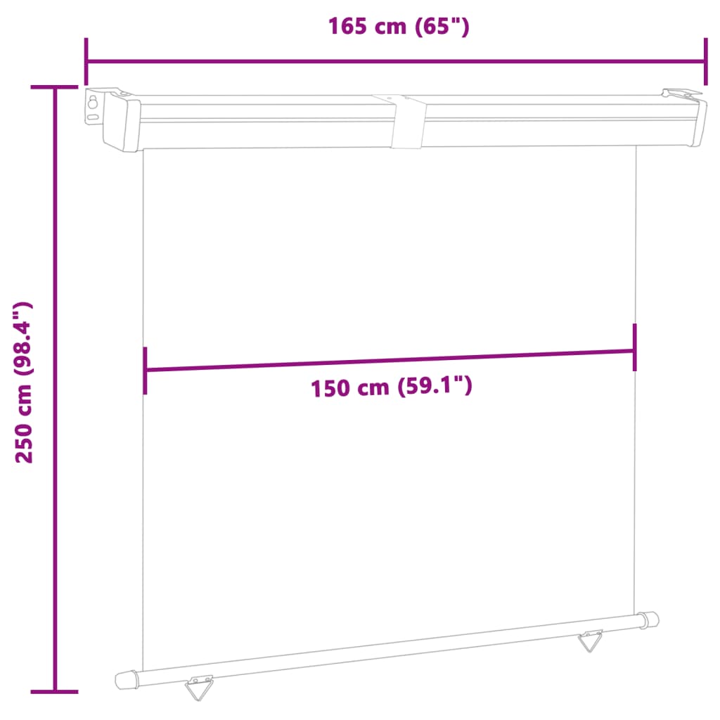 vidaXL Balcony Side Awning 165x250 cm Black