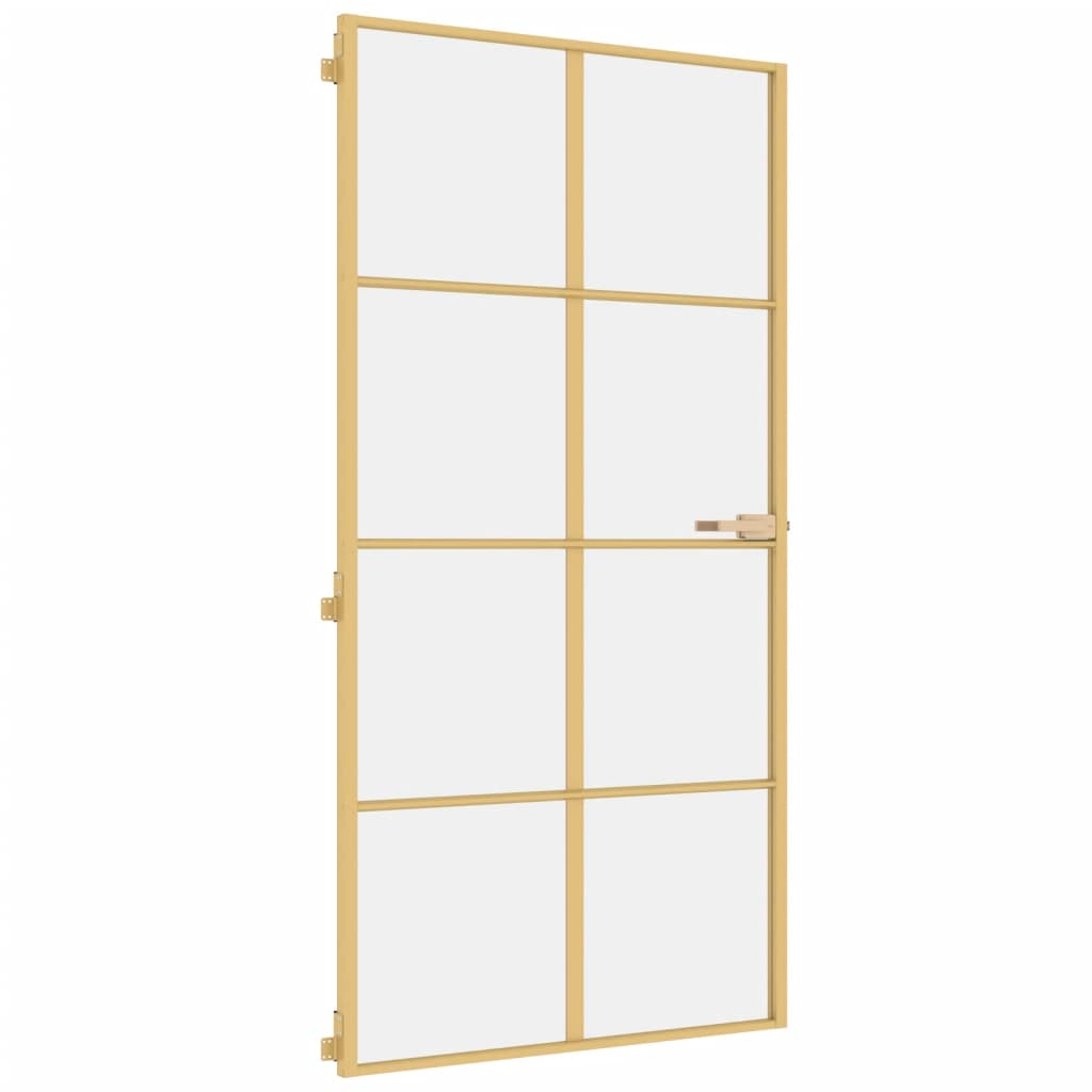 vidaXL Interior Door Slim Golden 102.5x201.5 cm Tempered Glass and Aluminium