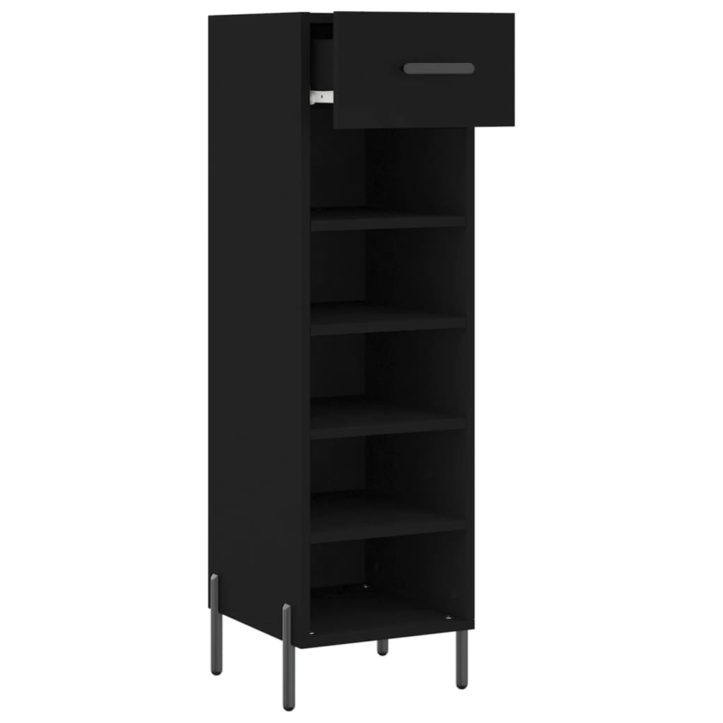 vidaXL Shoe Cabinet Black 30x35x105 cm Engineered Wood